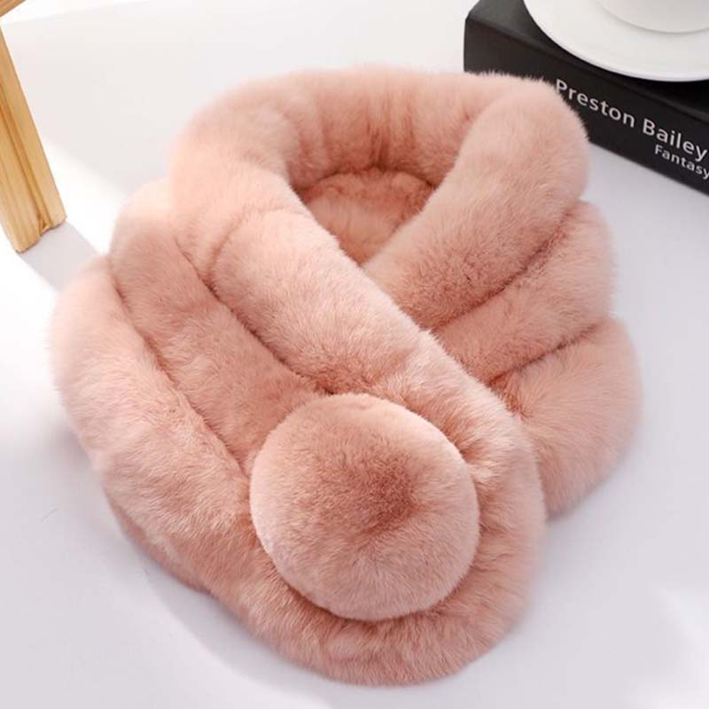 Dámsky zimný teplý šál Móda All-match Thickening Plus Velvet Faux Fur Scarf Women