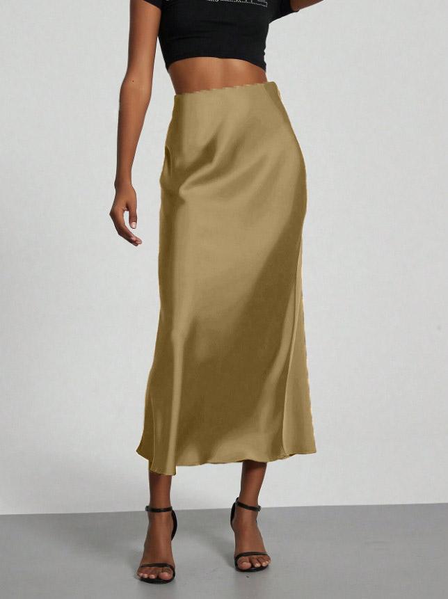 Женская цветная облегающая юбка с высокой талией, Модная юбка S кофейный