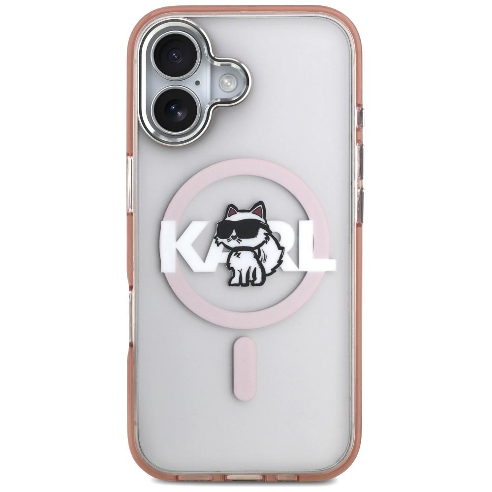 Karl Lagerfeld IML Choupette Sketch Logo MagSafe Case for iPhone 17 Pink