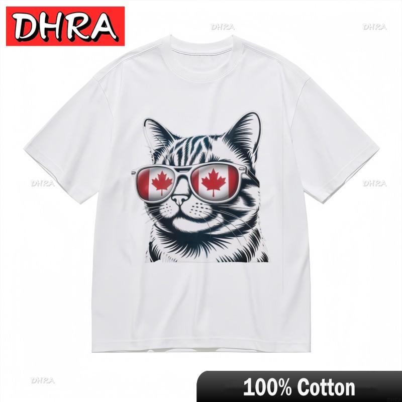 

Womens Oversize Soft Comfy Classic TShirt Maple Leaf Glasses Cat Graphic Tee Streetwear Clothing Tops for Summer Style TShirt S