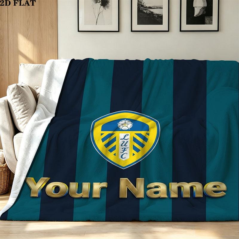 1PC Leeds United Custom Name Patterned Flannel Blanket Suitable For All Seasons for Home Decor Warmth and Comfort Gifts Holiday Present
