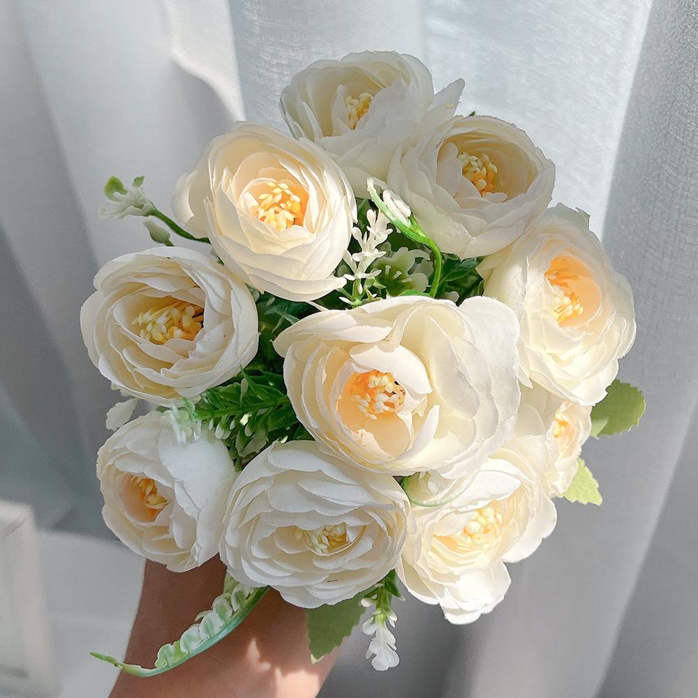 10Heads Rose Bouquet 30cm Artificial Flowers Living Room Room Decoration Party Bridal Wedding Decor DIY Christmas Handicrafts