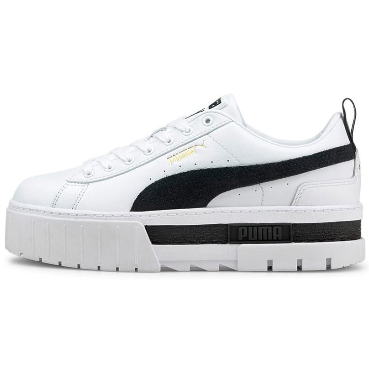 Puma Mayze Leather White Black Women 381983-01 EU 35.5