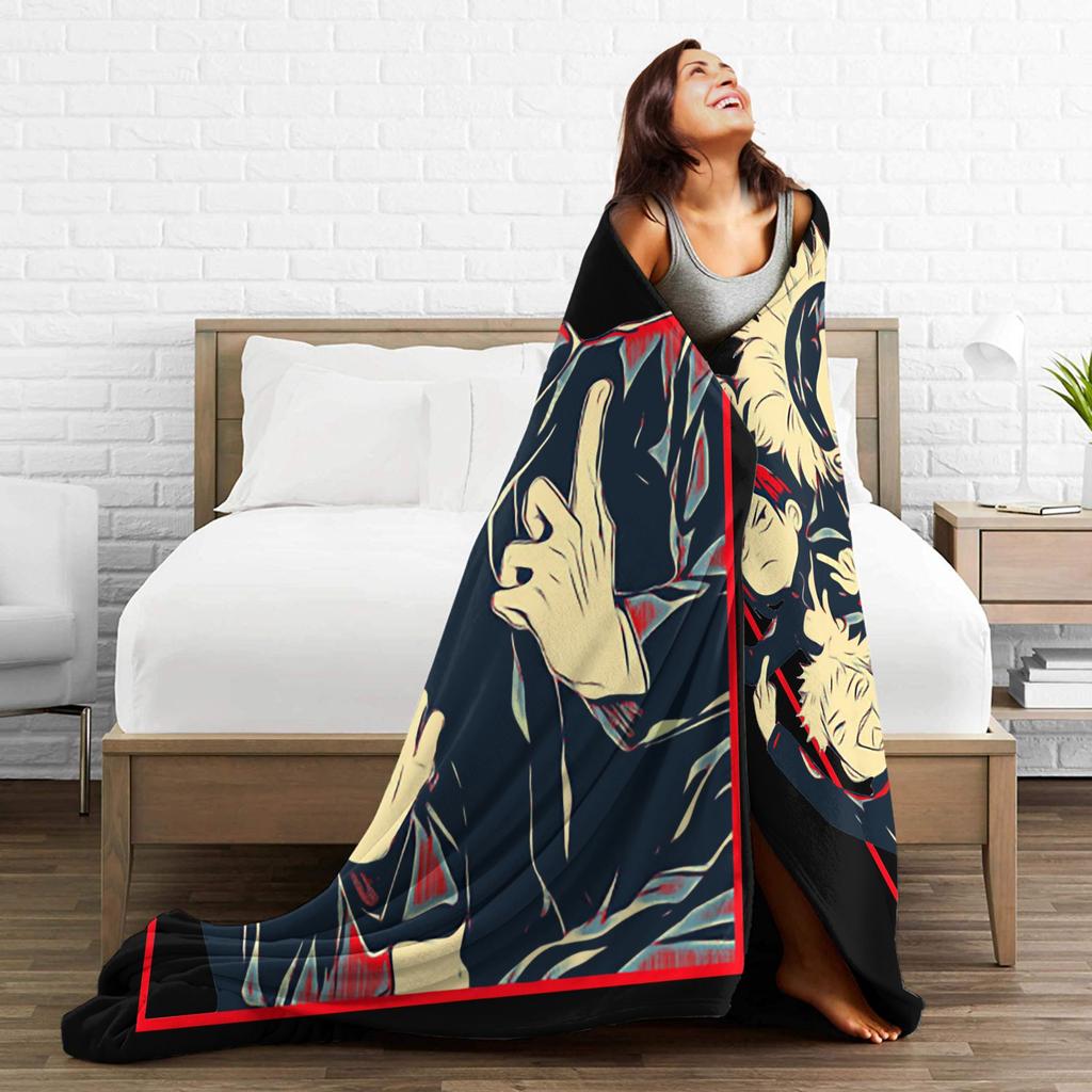 Jujutsu Kaisen Sorcery Fight  Blankets Gojo Satoru  Yuji Itadori Flannel Throw Blanket Bedroom Sofa Ultra-Soft Warm Bedsprea,