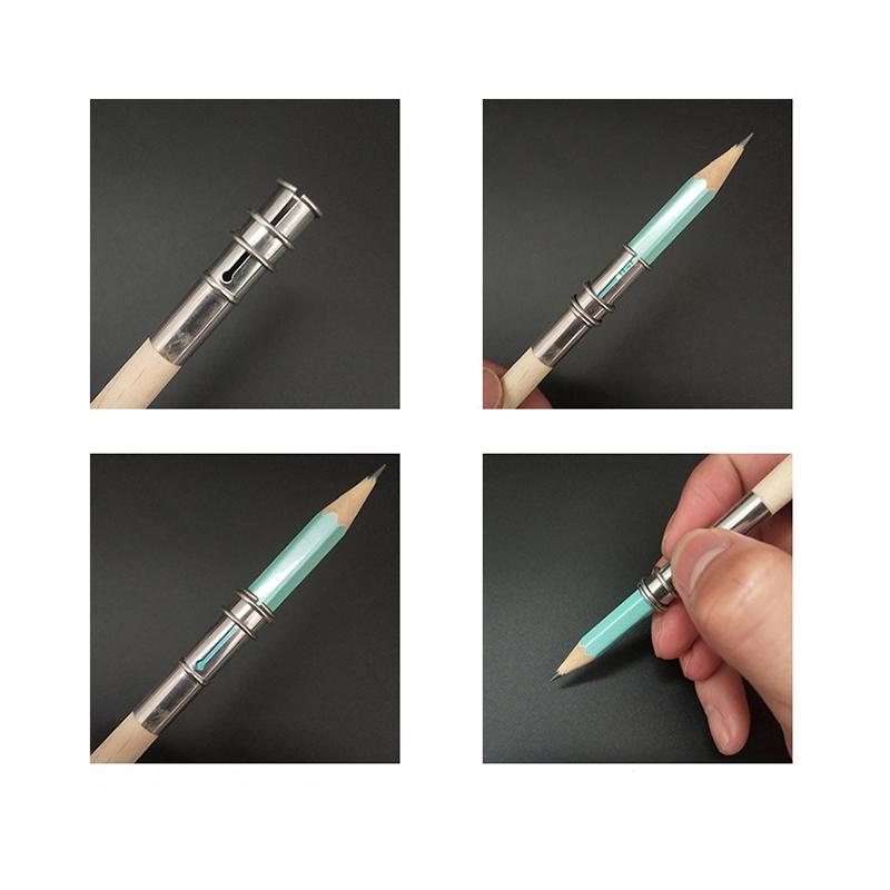 Potloodverlengstuk met enkele kop voor houtskoolpotloden, schetspotloodhuls, schrijfhulpstuk, metalen potloodvanger, tekenen voor kunststudenten