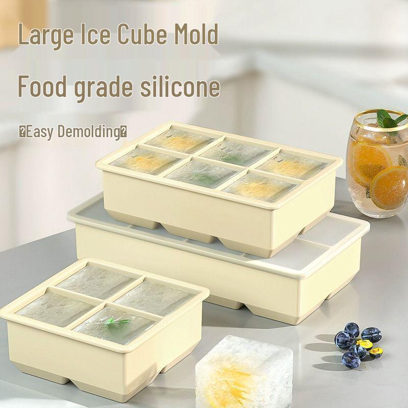 Free Shipping: Large Food-Grade Silicone Ice Cube Tray with Lid for Household Use