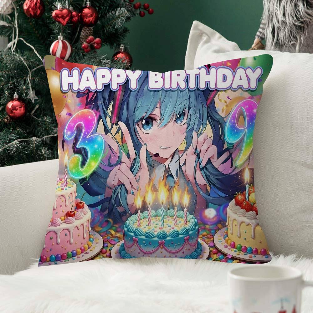 Anime Hatsune Miku Cushion Cover Inches Farmhouse Decor Home Throw Pillow Covers For Couch Decorations