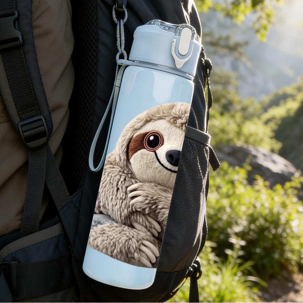 1PC Sloth Slow Cute Animal Portrait Print 750ml Color Plastic Sports Water Bottle Leakproof Flip Straw Lid Suitable for Sports Office Home Use
