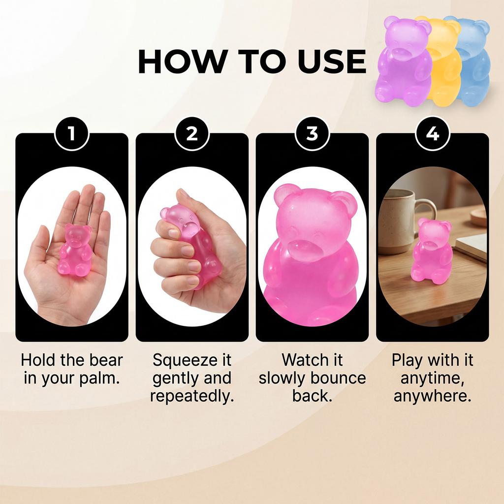 New Nee Doh Squishy Bear Toy Blind Box Cute Design Fun Stress Relief Soft Non-Stick Creative Simulation Bear Toy Gift Wholesale