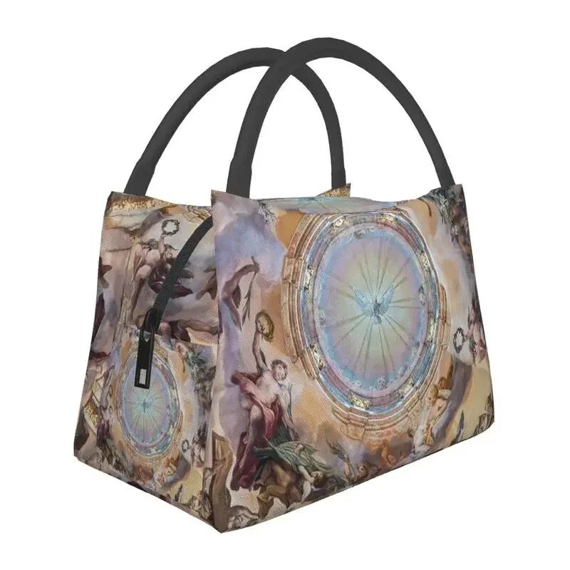 Golden Baroque Fashion Seamless Pattern Insulated Lunch Bags for Women Waterproof Cooler Thermal Bento Box Work Picnic