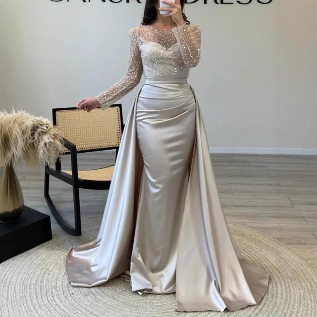 2026 Glamorous Women’s Sequined Gala and Evening Gown with Long Sleeves
