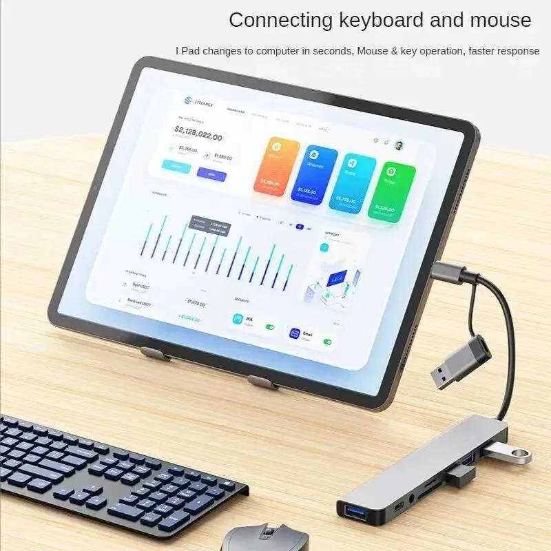 8 In 2 USB C HUB USB Splitter Type C Extender with 4 USB Port 1 USBC Port TF/SD Card Reader Audio Output Compatible for MacBook