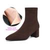 Krazing Pot Flock Pointed Toe Thick Heels Chelsea Boots Size 43 Zip Beauty Lady Women Ankle Boots