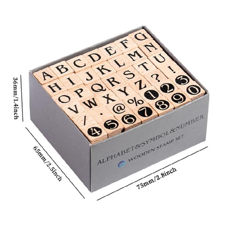 42Pieces Wood Scrapbooking Stamp Geomotric Themed Stamp Letter Number Stamp for Scrapbooking Card Making Journal Album