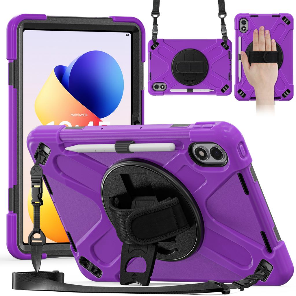 Rugged Case for Xiaomi Redmi Pad 2 Pro 2025 12.1" 25099RP13G 2509BRP2DG 360 Rotating Stand Heavy Duty Cover with Shoulder Strap