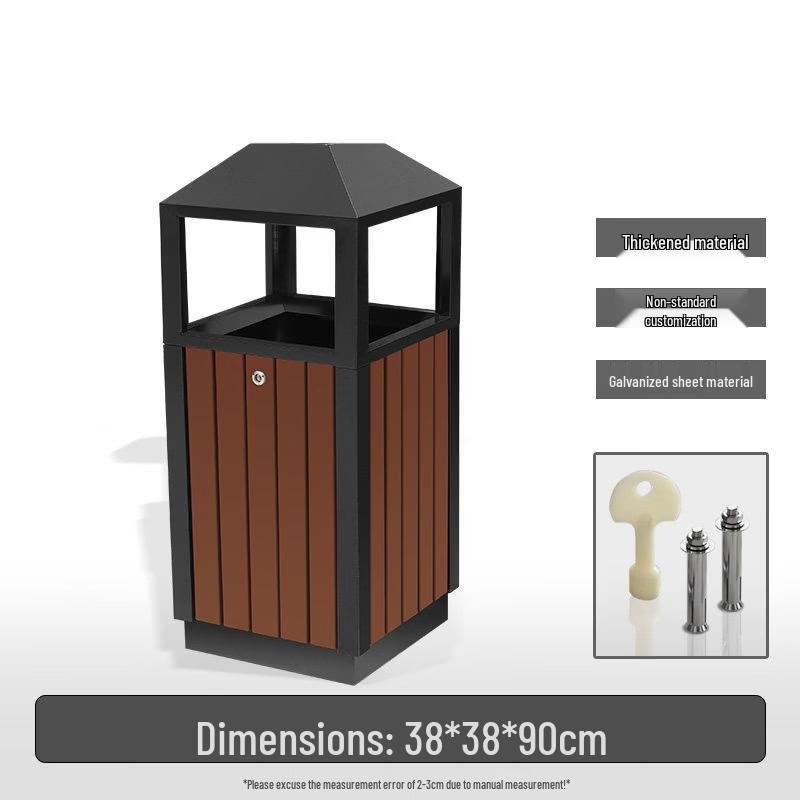 

Outdoor Steel Wood Tower Trash Can