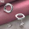 925 Sterling Silber Quadrat Runde Piercing Ohrringe Mode Hochzeit Schmuck