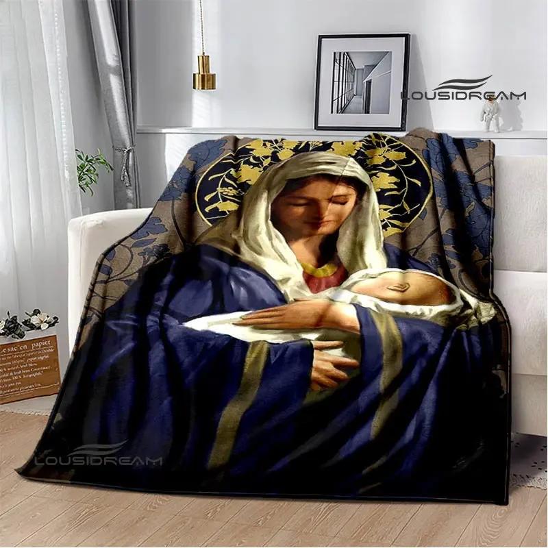 Virgin Mary Faith Print Blanket Flannel Soft Comfort Blanket Home Travel Blanket Kids Warm Blanket picnic blanket birthday gift
