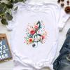 Watercolor Music Note Flowers Print T Shirt Girls Summer Fashion Tshirt Womem Hip Hop Tshirt Femme Harajuku Shirt Streetwear