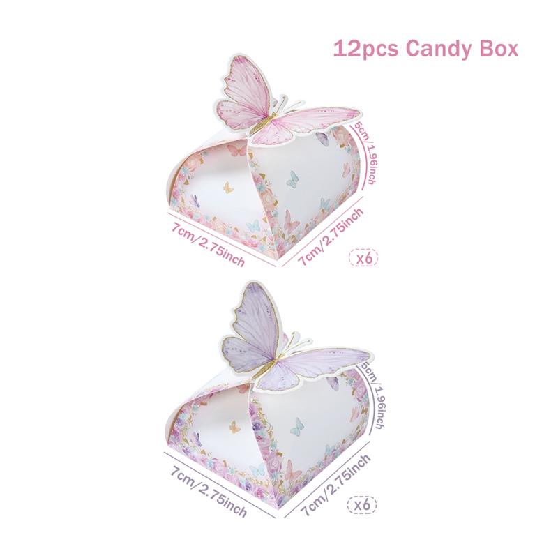 Butterfly Candy Gift Box Pink Purple Butterfly Birthday Party Decorations Kids Wedding Supplies Baby Shower Cookie Biscuit Box