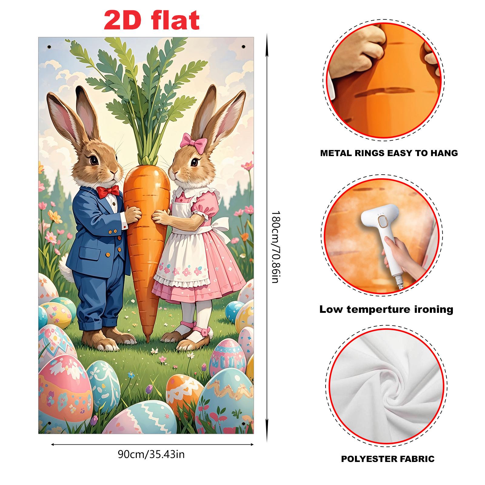 

Colorful Easter Egg Rabbit Door Curtain Party Decoration Banner 90x180 cm