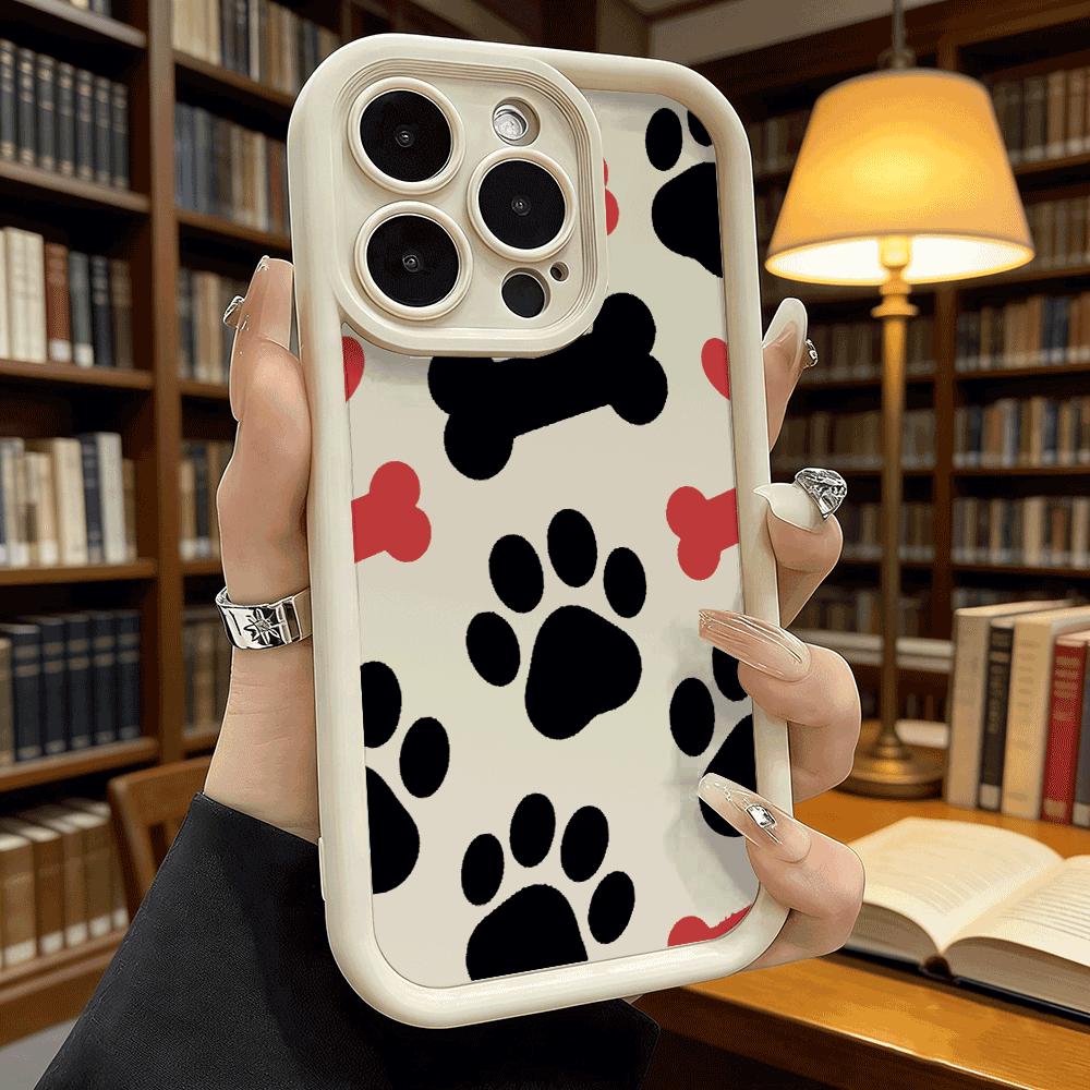 Paw Print Dog Bone Pattern Shockproof Soft Phone Case For Xiaomi Redmi Note 15 14 13 12 11 10 9 8 Pro Anti-Slip Anti-Fall Cover