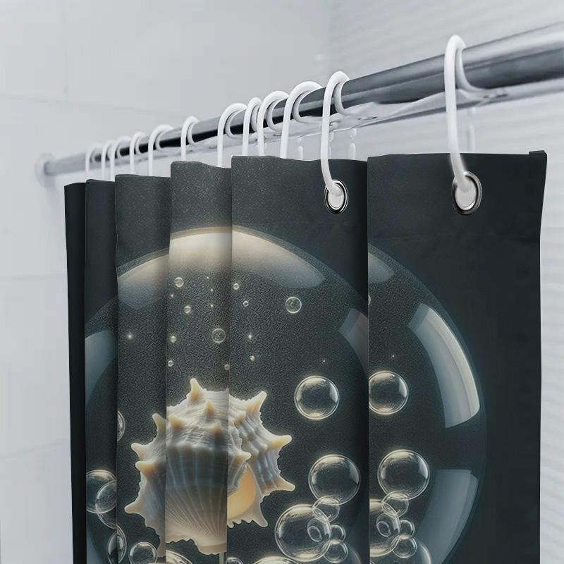 Seashell Shower Curtain Waterproof Non-Toxic Print Bath Decoration Perfect for Beach Themed Bathroom Decorations
