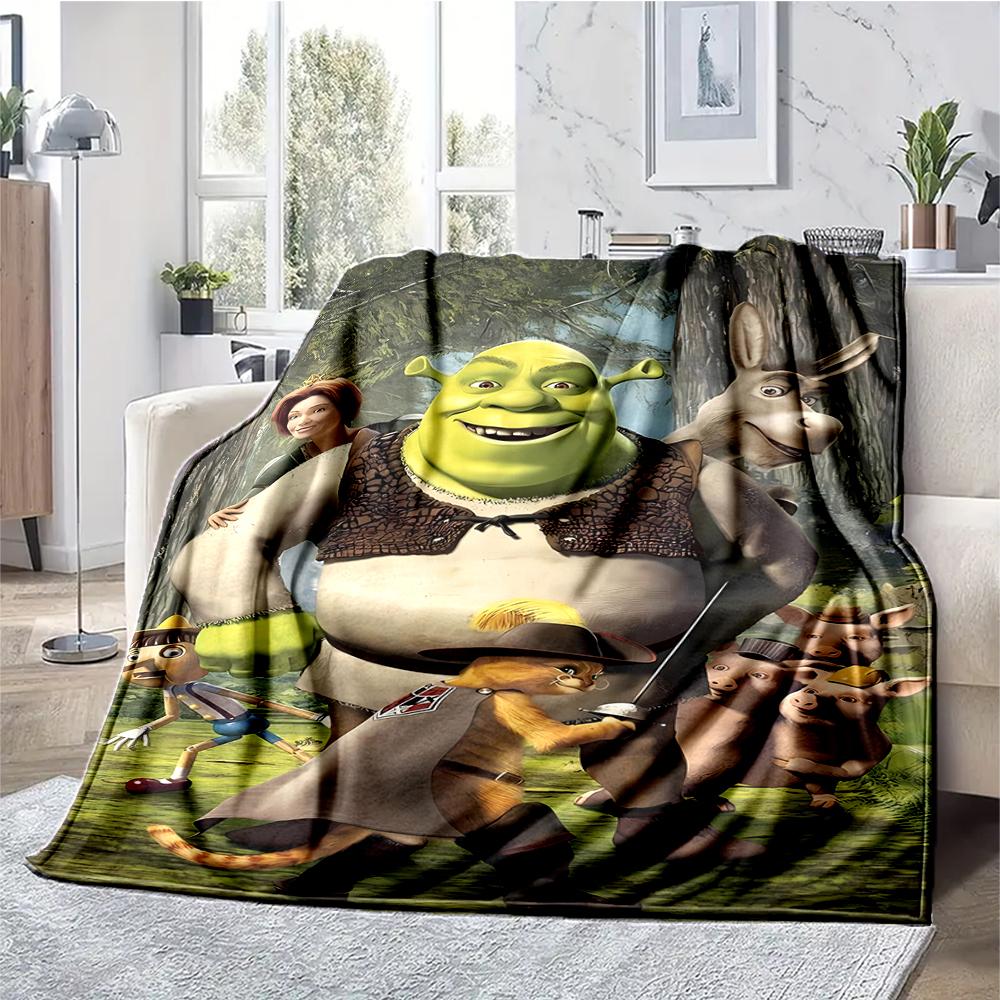 Shrek Theme Printed Blanket - Perfect for Couch, Bed, Travel & Outdoor Use | Machine Washable, Cozy & Durable.