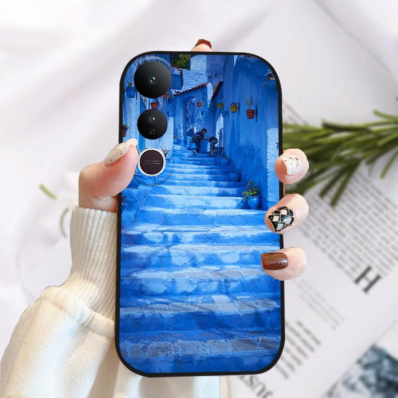 For Vivo V50 Lite 5G Case Fashion Luxury Printed Black Matte Soft TPU Silicone Bumper Cover For Vivo V50Lite 4G Phone Case Funda