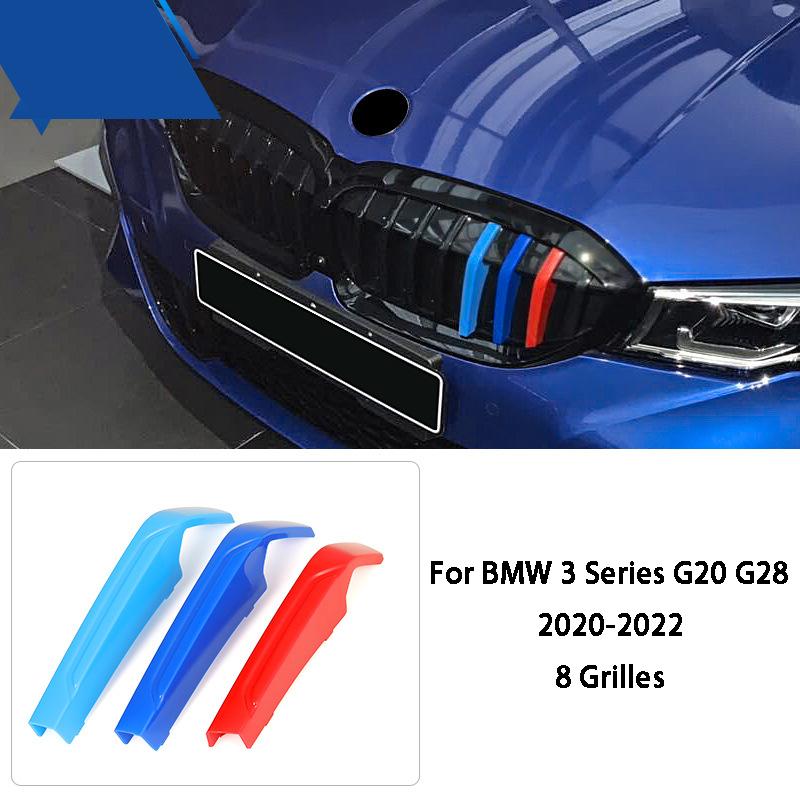 3 Color Car Front Grille Cover Bumper Stripe Stickers For BMW X1 X3 X4 X5 X6 F25 F26 F48 G01 G02 G20 G28 Car Styling Accessories