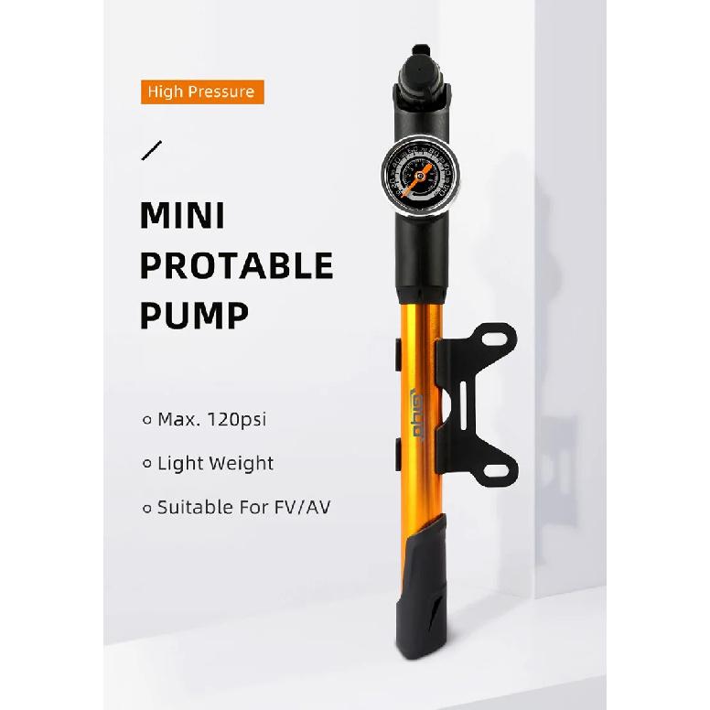 Giyo 120psi Bicycle Pump Portable Mini Bike Hand Pump Hidden Hose Design Twin Head Tire Inflator with Gauge Bicycle Accessories