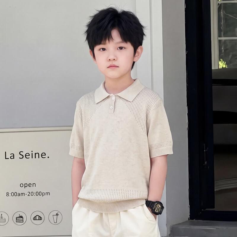 Moonkids Boys Knitted Polo Shirt & Shorts Summer Set 130cm