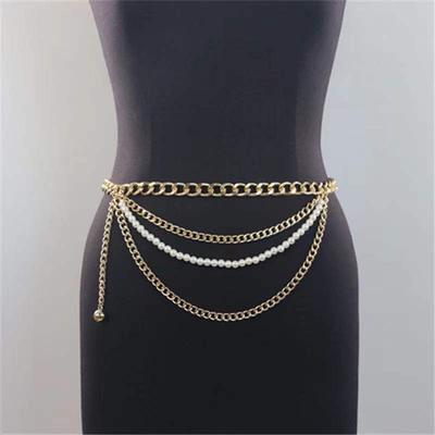European and American Jewelry Waist Chain for Women Fashion Simple Multi-layer Pearl Chains with Skirt Decoration