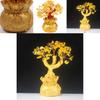 Exquisite Feng Shui Money Tree Featuring Yellow Citrine And Amethyst Crystal Leaves