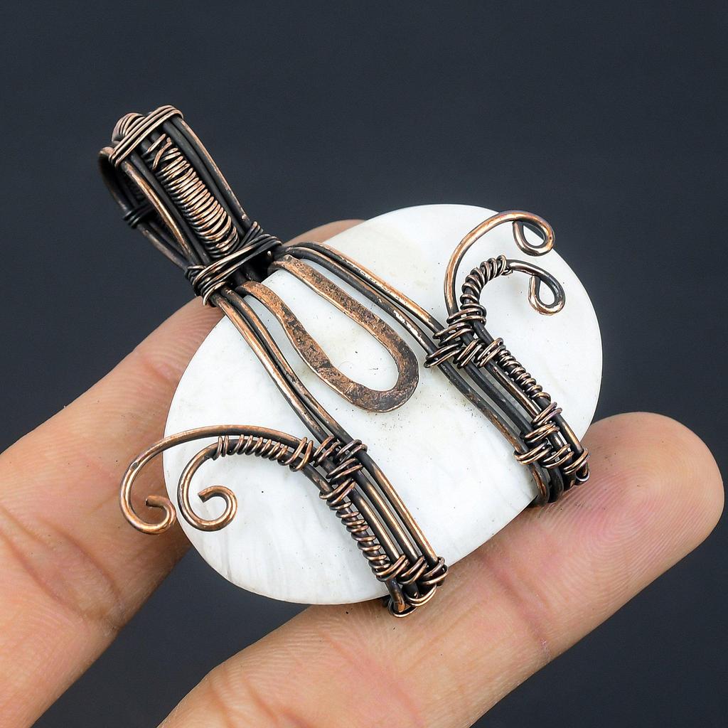 Moonstone 999 Copper Wire Wrapped Pendant, Handmade Gemstone Pendant, Gift For Mom Antique Jewelry
