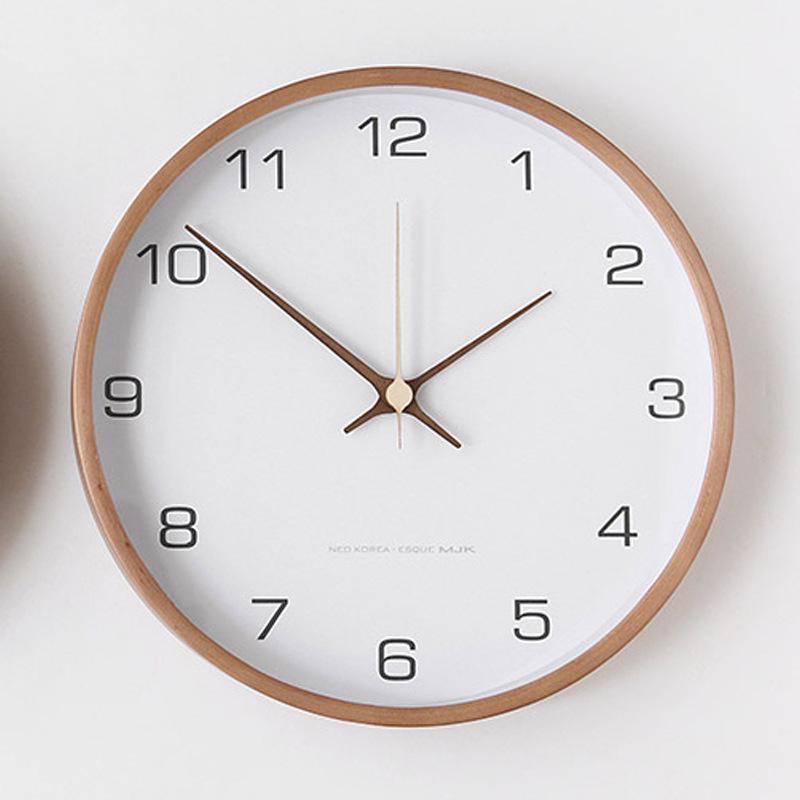 

Nordic Solid Wood Wall Clock - Modern Simple Design for Living Room or Bedroom, Chinese Style, Fashionable and Creative.