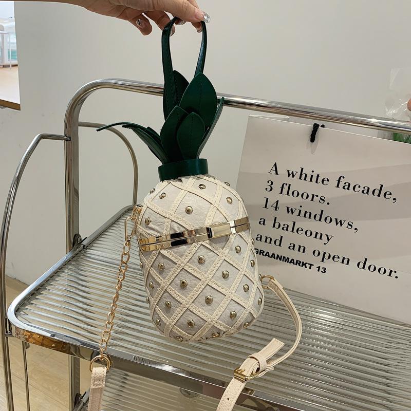 Geantă pentru femei 2023, la modă, drăguță, cu design ananas, geantă de umăr, design original, geantă pentru femei, geantă de mână cu lanț metalic