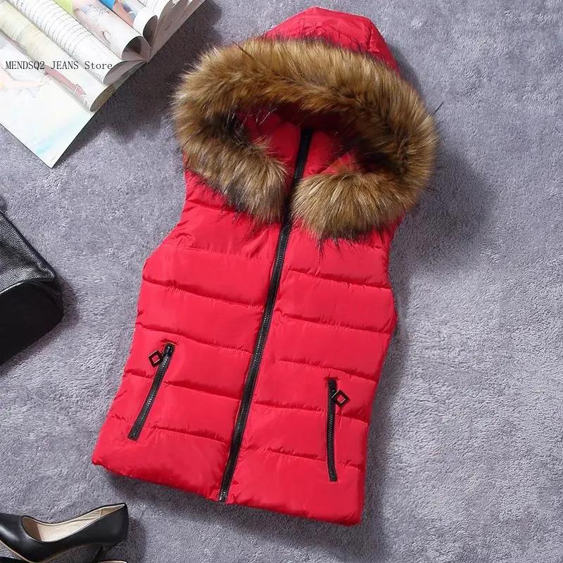 Felpa con cappuccio senza maniche in cotone a tinta unita con cerniera casual da donna