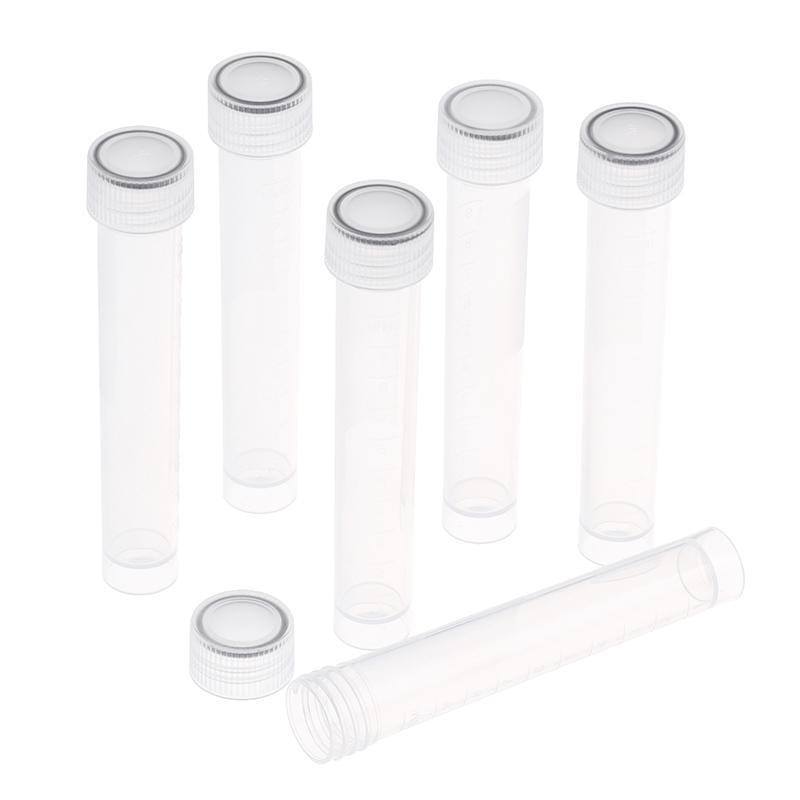 20Pcs 10Ml Plastic Test Tubes Vials Sample Container Powder Craft Screw Cap Bottles