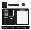 PU Leather Business with Zipper All-in-One Presentation Slot of Portfolio Solar Calculator and Card Storage Writing Pad