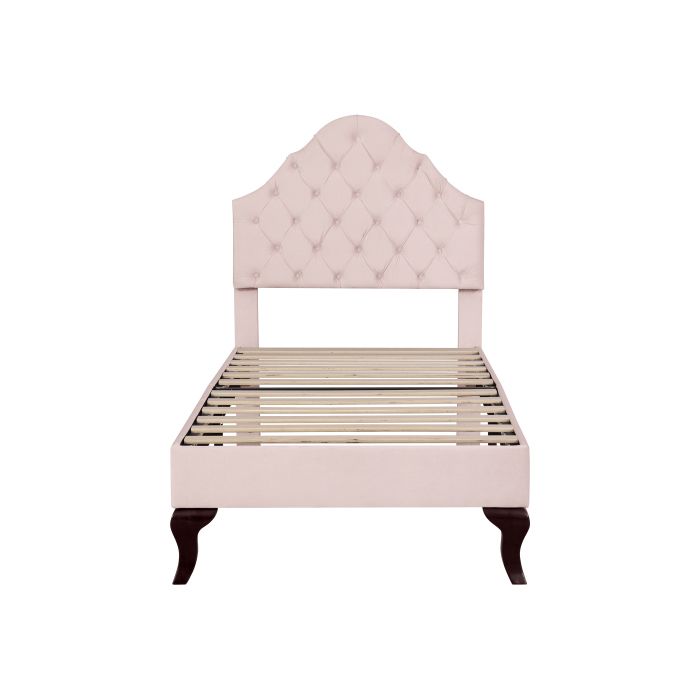 Upholstered Bed - MUVOE - 90x200 Cm - Adjustable Headboard - Soft Velvet - Slat Supports