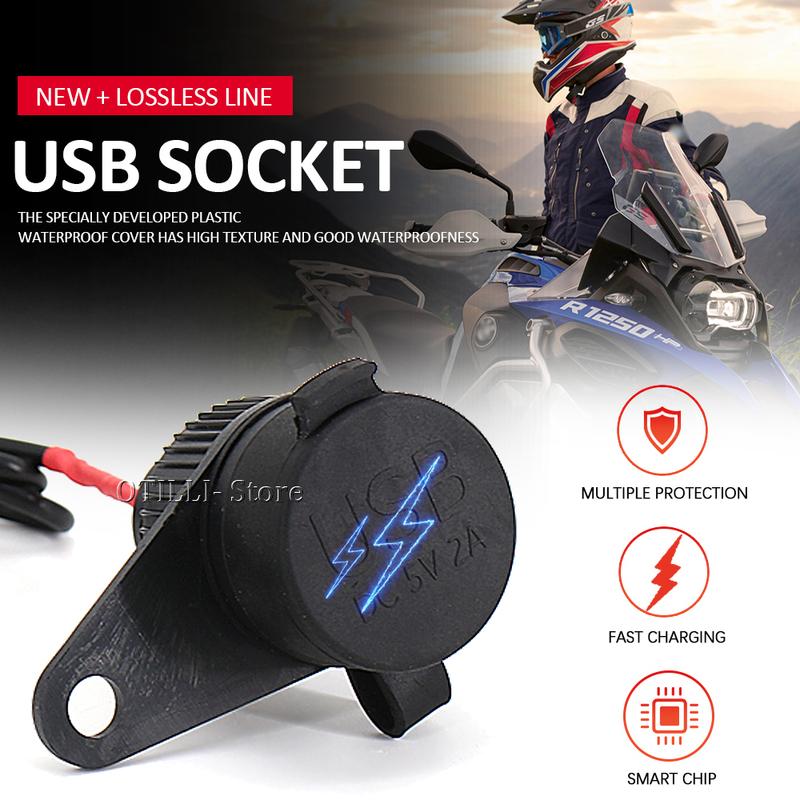 Motorcycle Accessories For BMW R1200GS R1250GS F900GS F700GS F750GS F800GS F850GS ADV Dual USB Charger Plug Socket Power Adapter