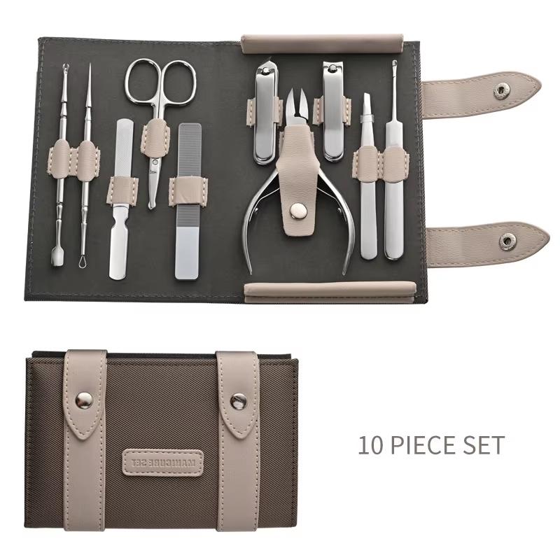 High-End Premium Stainless Steel Nail Clipper Set Manicure Tools Ear Pick Scissors-10-Piece Boxed Se
