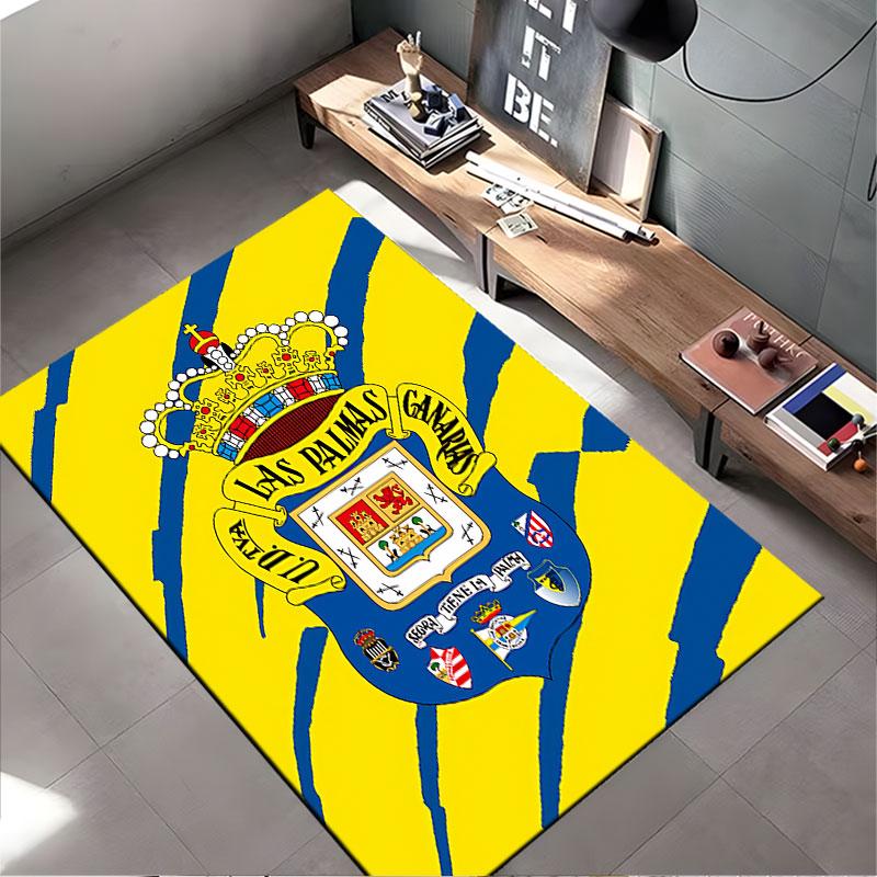 Las Palmas Emblem Yellow Carpet suitable as a non-slip mat for the living room or bedroom sofa
