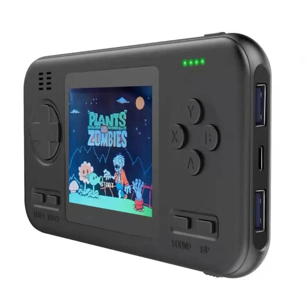 D12 2 in 1 2.8inch Retro Nostalgic Handheld Game Console & 8000mAh 5V 2.1A Mobile Power Bank Built-In 416 Game Boy Gift