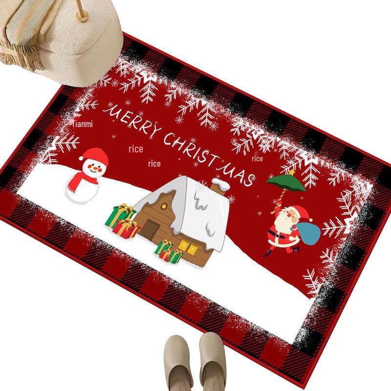 Non-Slip Christmas Cartoon Floor Mat for Entryway, Living Room, and Bathroom