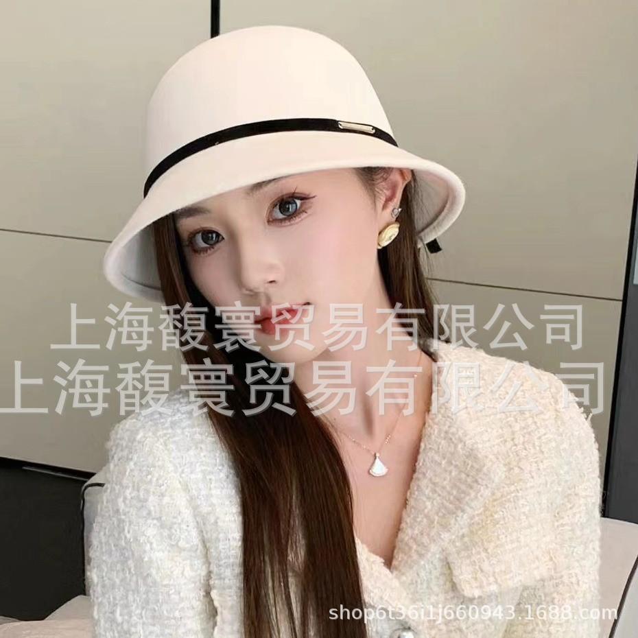 Autumn and winter with bow wool woolen basin hat bucket hat women's French Hepburn style casual versatile retro top hat