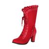 British Lolita Women'S Boots Burnt Lace-Up Medium Boots Thick High Heel Fashion Boots 35-48 Boots