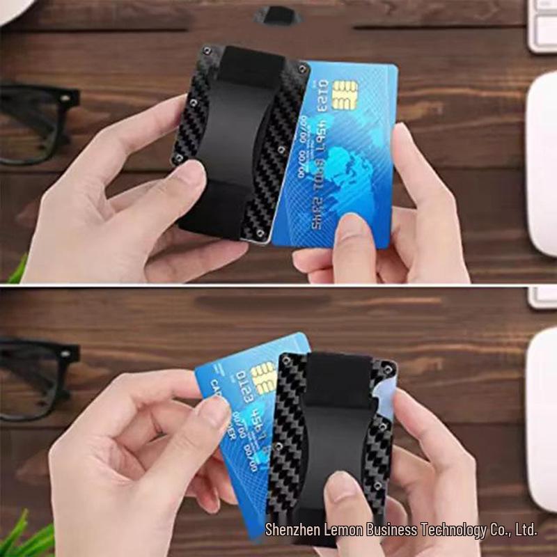 Hot Selling RFID Anti-theft Carbon Fiber Metal Card Holder Wallet with Money Clip