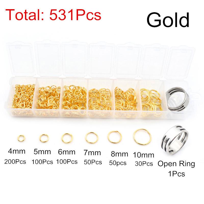 One Set Box 3 4 5 6 7 8 10mm Bronze Gold Silver Palted Open Jump Rings Split Rings Link Loop For DIY Jewelry Making Findings